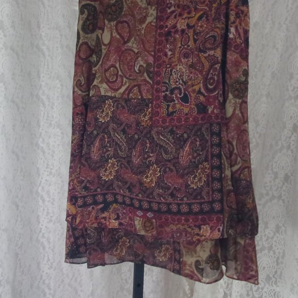 Paisley Rust Black Print Mini/Maxi Skirt Studio By Liz Claiborne - Picture 2 of 4